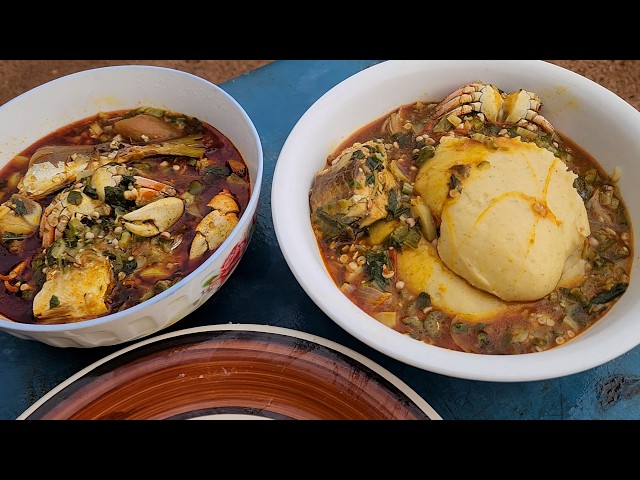 HOW TO MAKE THE BEST OKRA / OKRO SOUP WITH SOFT BANKU SPECIAL #food #cooking #village