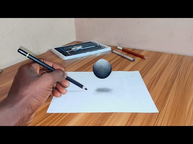 3D Drawing "Sphere" Floating on Paper - Trick Art - Illusion!