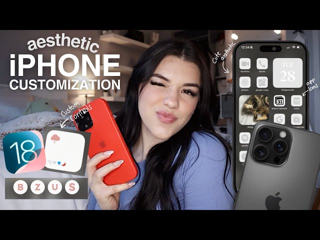 CUSTOMIZING MY IPHONE 16 PRO MAX 📱☁️ | iOS 18, aesthetic, organization, & app icons!