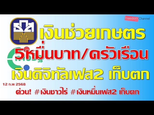 เงินช่วยเหลือชาวไร่มันสูงสุดถึง50000บาทต่อครัวเรือน เงินดิจิทัลเฟส2เก็บตก กลุ่มรับสิทธิ์เฟส3