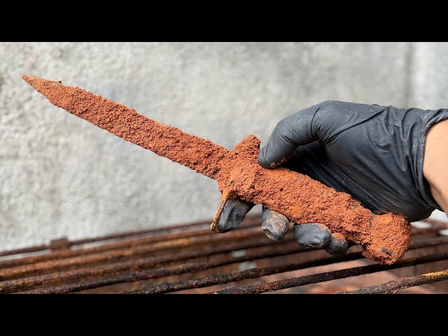 Restoring an Old Rusty Knife with Long Blade! ASMR