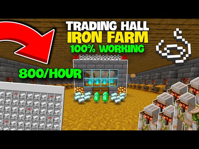 Easy IRON FARM + TRADE HALL Minecraft Bedrock 1.21