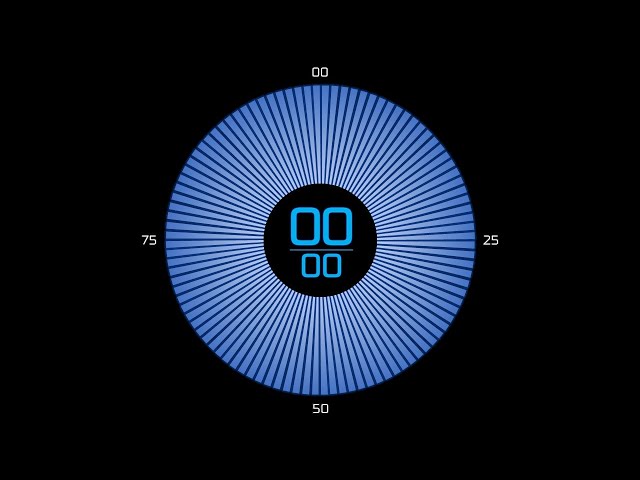 100 Second Timer with Music - Blue Circle Countdown