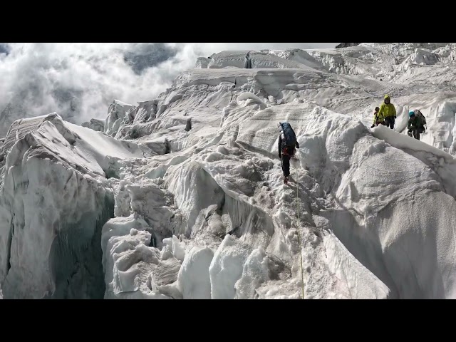 Chopicalqui lower glacier to high camp