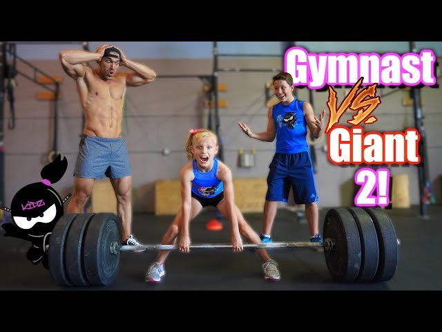 Gymnast vs Giant 2!  Who is stronger, Payton or the Bodybuilder?