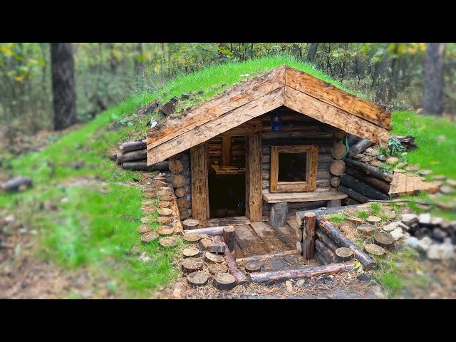 How to build HOUSE UNDERGROUND from START to FINISH 15 days in the forest. WOODWORKING