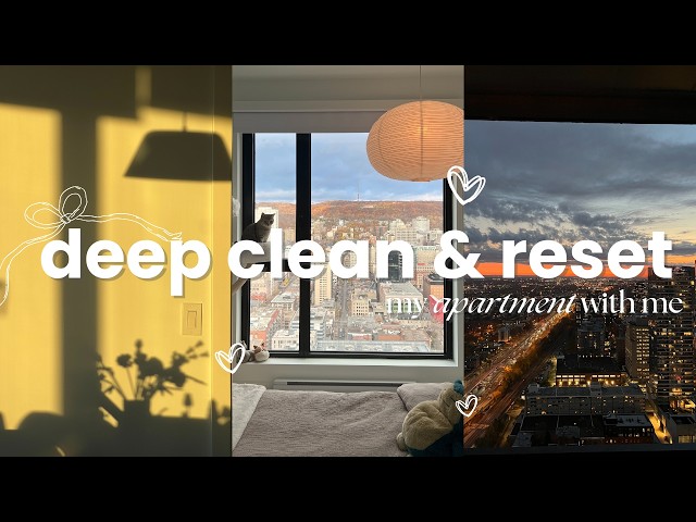 Homebody in Mtl | deep cleaning & resetting my messy apartment after rotting for a week 🧼🧺🧹