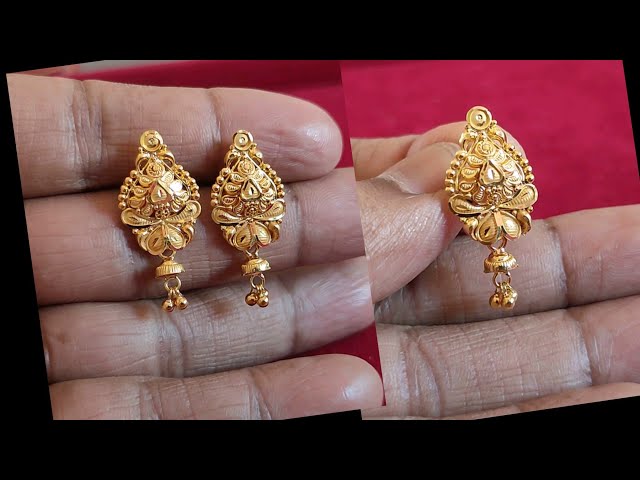 Latest Light Weight Gold Earrings Designs With Weight And Price 2022 🥰