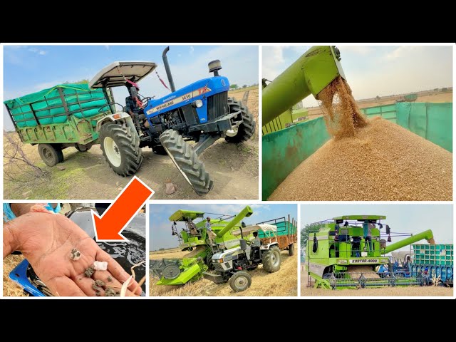 गेहूं की कटाई KARTAR COMBINE बारिश के साथ ओले भी गिरे गए आज तो EICHER New Holland 3630 Rocket Tralla