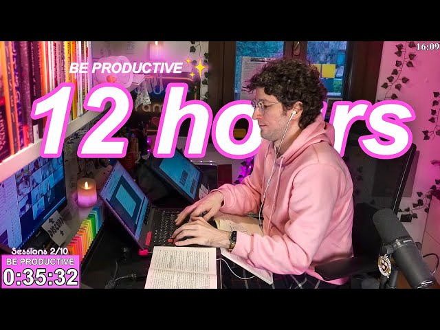 STUDY WITH ME LIVE | 12 HOURS ✨ Harvard Alumnus, Chill Work With Me, Rain Sounds, Pomodoro Timer