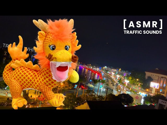 [ASMR] Traffic sounds with panoramic night view from above in Vietnam