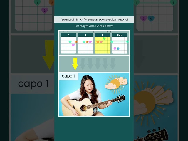 ✨Beautiful Things✨ Benson Boone EASY Guitar Tutorial 🎸 #shorts #guitarlesson #chords #strumming