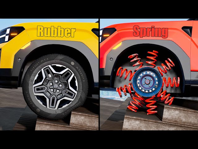 Spring Wheel vs Rubber Wheel #2 - Beamng drive