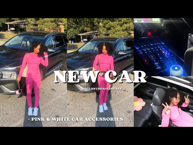 New Car Tour ☆ 2023 Hyundai Santa Fe || with pink and white car accessories