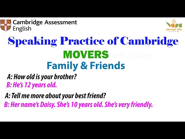 Speaking Practice - MOVERS - Family & Friends