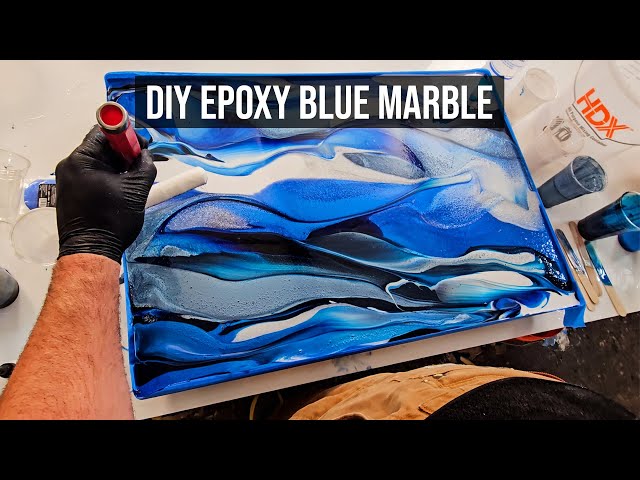 POV Mesmerizing Blue Marble Epoxy Top