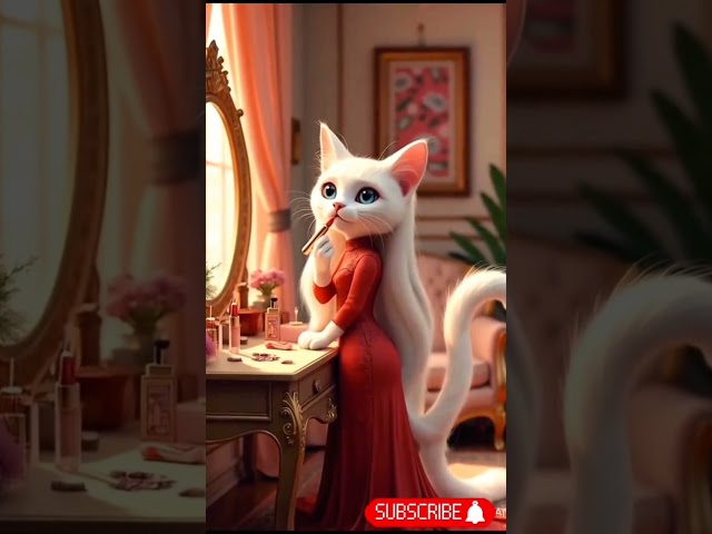 Cute cat 💄 makeup#cats #animals #cartoonshorts #youtubeshorts#cat care tips