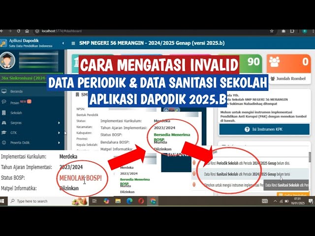 CARA MENGATASI INVALID DATA PERIODIK & DATA SANITASI SEKOLAH DAPODIK VERSI 2025.B