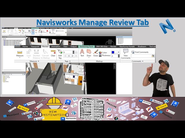 BIM-VDC | Navisworks Manage Tutorial | Review Tab | How to Mark Up & Measure in Navisworks Manage