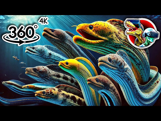 360 Eels Sea Monsters Size Comparison | 360 video 4K