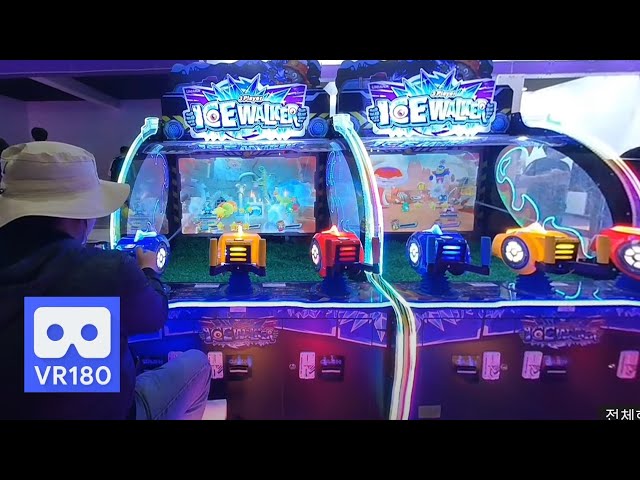 5K 180VR Ice walker , water gun rail shooter Arcade game , in PlayX4 Game Show Korea