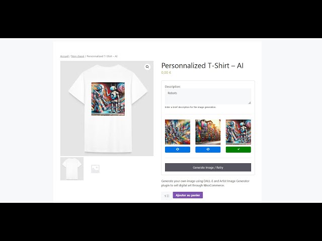 Woo Product: DALL-E AI Image Customizer to sell Personalized Products on your Wordpress store.