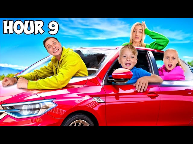 Living in Dads CAR for 24 HOURS Challenge!