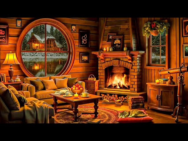 Cozy Room Fireplace 🔥⛄ Smooth Jazz Instrumental Music with Fireplace Sounds, Relaxing Holiday