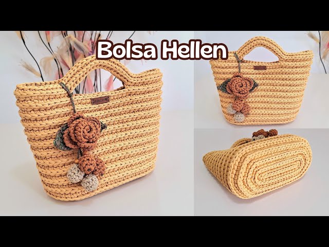 BEAUTIFUL CROCHET BAG WITH RELIEF STITCH AND WITH CROCHET ROSE KEYCHAIN ​​(Hellen Bag)