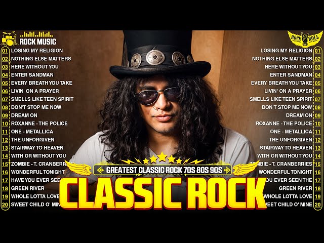 Classic Rock Playlist 70s 80s 90s 🔥 Queen, Led Zeppelin, Aerosmith, AC/DC, Nirvana, The Eagles, U2