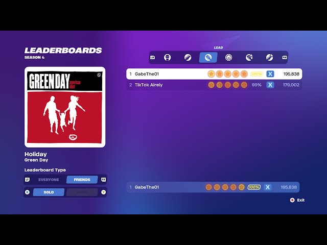 Fortnite Festival "Holiday" Expert Lead 100% (195,838)