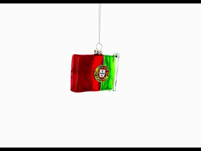 Waving Flag of Portugal Blown Glass Christmas Ornament (CC-1328)