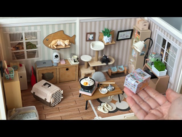 Miniature Cat Room Tour! 🐾 Re-ment Unboxing & Rolife Super Creator Diorama