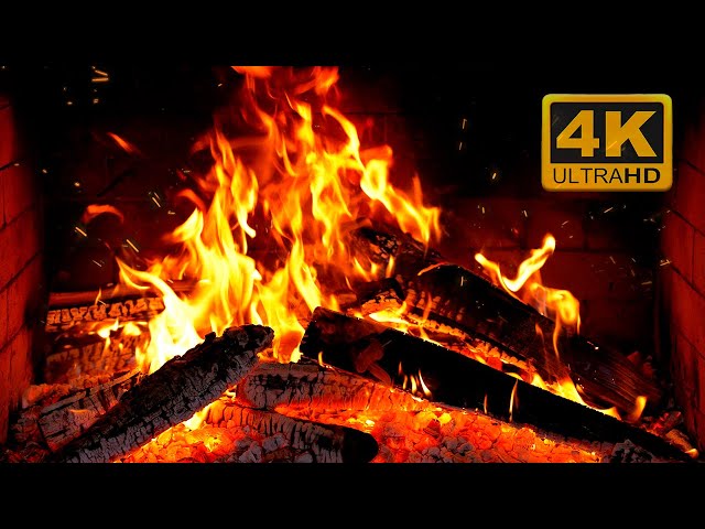 🔥 Fireplace 4K UHD! Fireplace with Crackling Fire Sounds. Fireplace Burning for Home