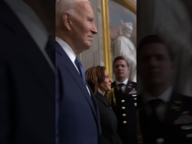 Joe Biden and Kamala Harris arrive for Trump's swearing-in ceremony