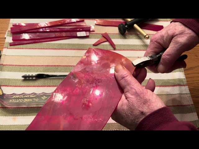 Stained glass cutters demonstration.