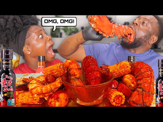 EXTREME ONE BITE 6X SPICY BULDAK SEAFOOD BOIL MUKBANG CHALLENGE! 먹방