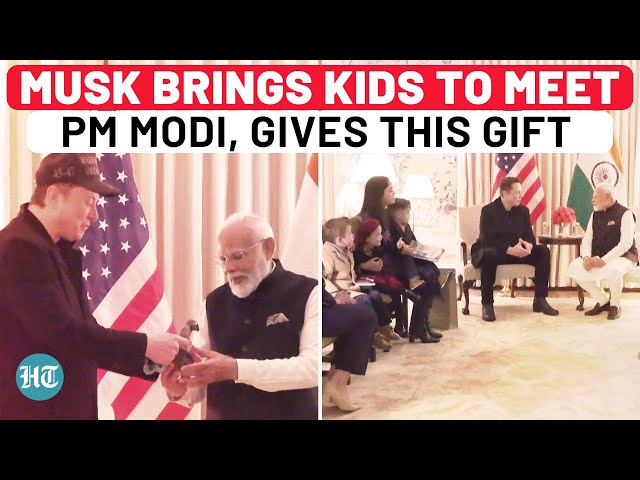 Elon Musk Gives Special Gift To Modi, Bring Along His Kids At Meeting With Indian PM In Washington