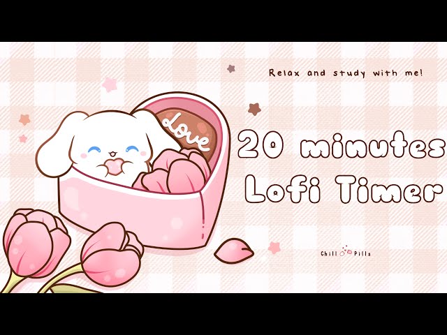 20 minutes- Relax & study with me Lofi | Valentine bunny #timer #20minutetimer #lofi #relaxing #calm