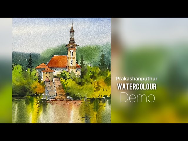 Ink pen with watercolour Landscape |  quickest and easiest watercolour demonstration