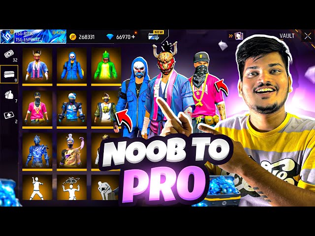 Free Fire Luckiest Level 2 Id Got All Rare Items Permanent In 1 Spins Noob To Pro😍 -Garena Free Fire