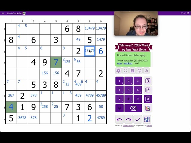 Sudoku 2025 02 02 hard - The Movie!