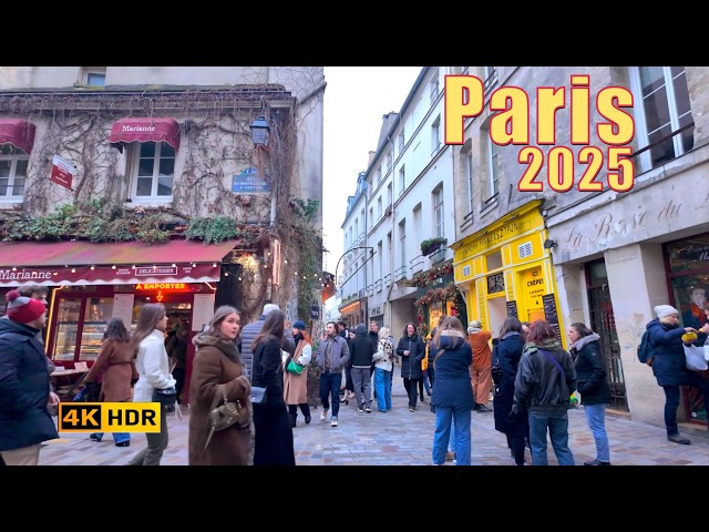 Paris France 🇫🇷, Winter walking tour in Paris - Le Marais - Paris 4K