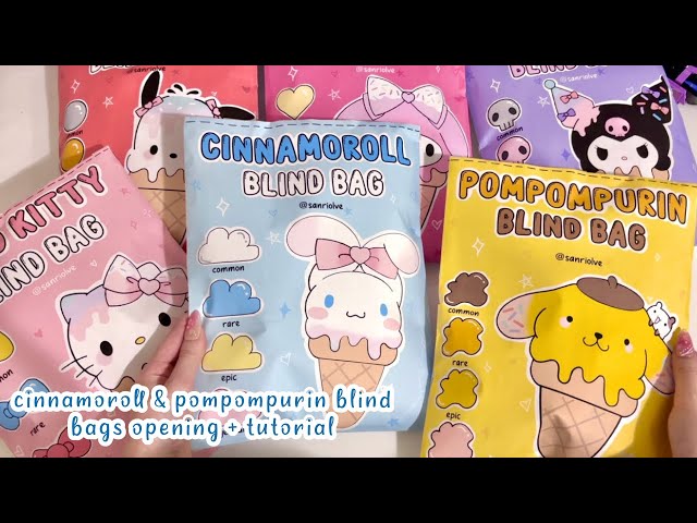 🩵cinnamoroll💛pompompurin blind bags opening + tutorial | ASMR | sanriolve