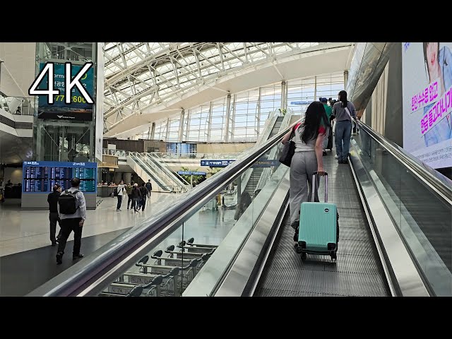 Incheon International Airport Terminal 1 full of people, Korea - 4K Walking Tour