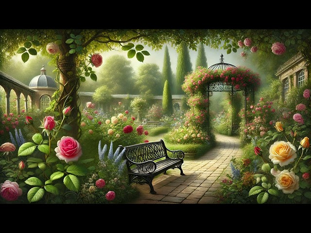 English Rose Garden - Oil Painting | TV ART Backdrop | Tranquil Garden Wallpaper | 4K🌹