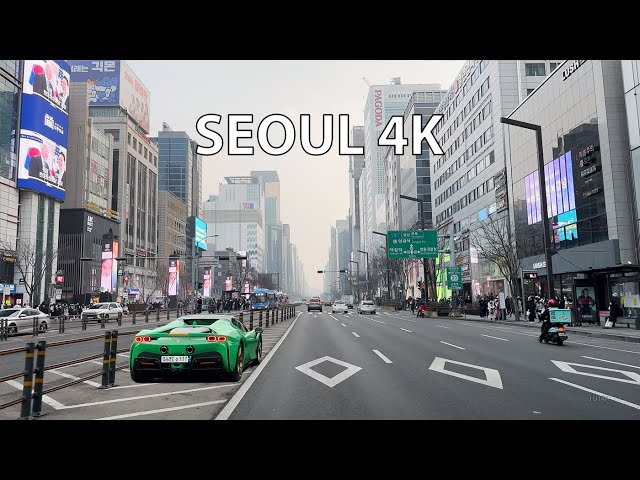 Seoul 4K - Driving Downtown - Skyscraper Sunset