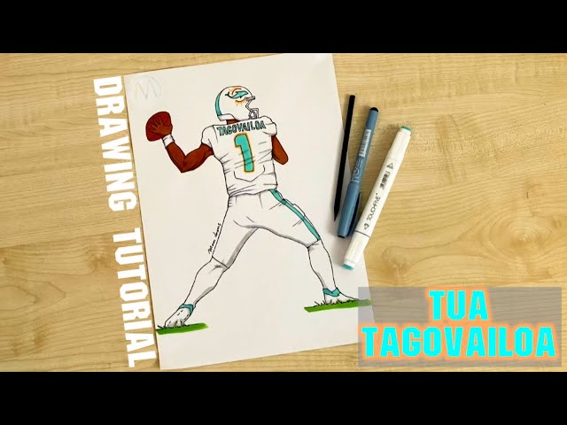 How to draw Miami Dolphins players Tua Tagovailoa / How to draw NFL players