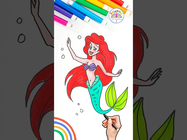 Draw Mermaid Simple | Draw Disney Ariel Princess 🌈🧜🏻‍♀️ #disney #princess #drawing #shorts #girl