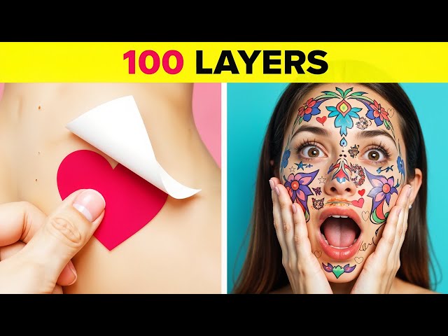 WOW! Ultimate 100 Layers Challenge* 24 Hours of Giant vs Tiny Things! 🎉😲Best 100+ Coats!